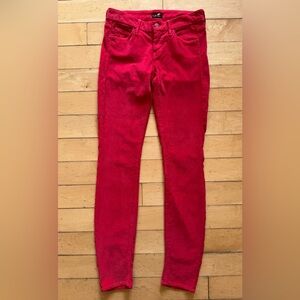 Mother‎ The Looker red corduroy mid rise skinny pants women’s size 25